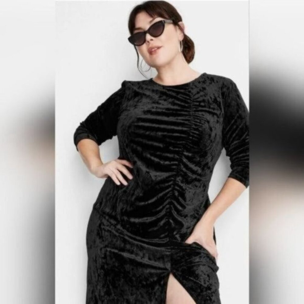 Kahlana Barfield Brown Future Collective Black Velvet Dress 1X - Picture 2 of 13